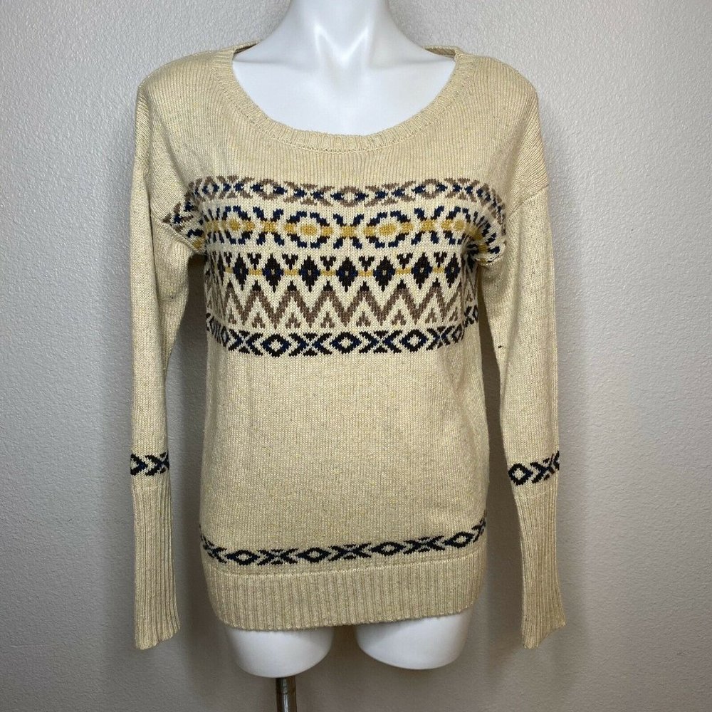 CHASER Small Sweater Grandpa Sweater Design Beige